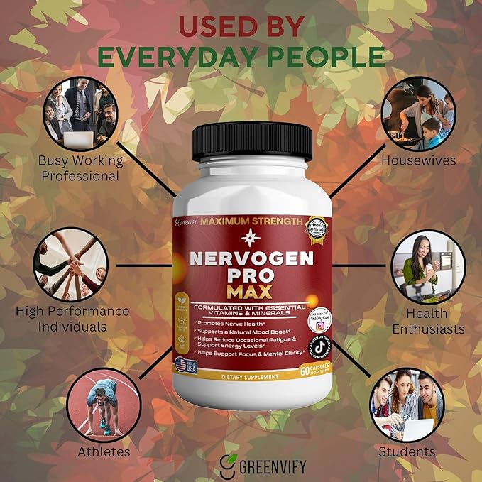 Nervogen Pro Max Nerve Health Support Supplement with B Vitamins 60 Capsules 30-Day Supply (1)