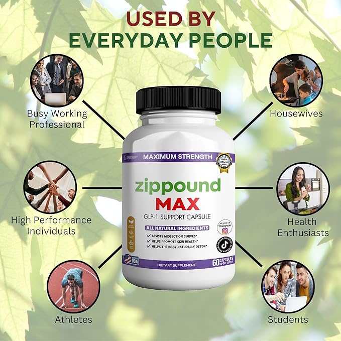 Zippound MAX GLP-1 Support Capsules Maximum Strength All Natural Ingredients 60 Capsules 30-Day Supply (1)