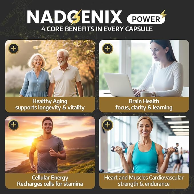 NADGENIX™ NAD+ Supplement – NMNH 500mg Nicotinamide Riboside TMG Resveratrol &amp CoQ10 – Cellular Energy &amp Healthy Aging – 60 Capsules – High Absorption Liposomal Delivery