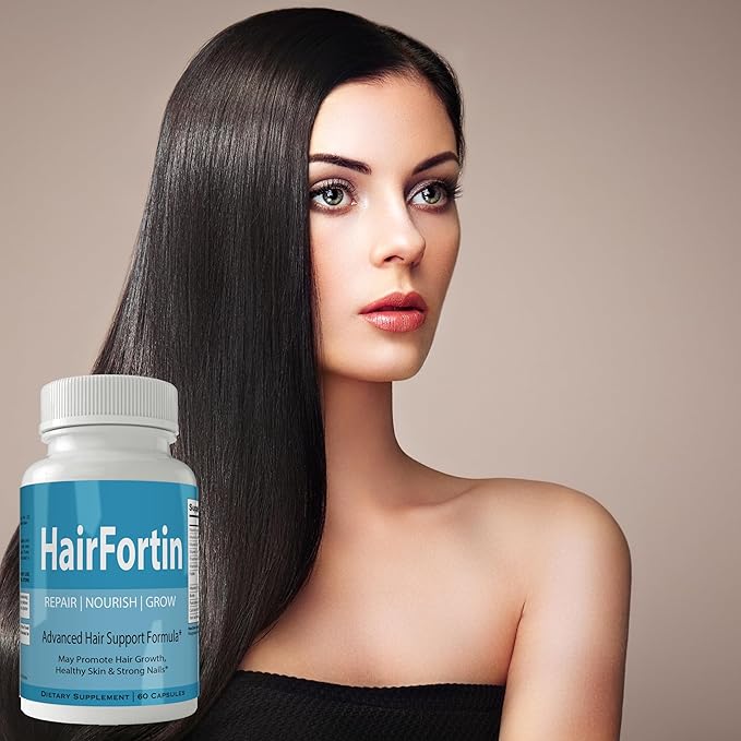 Hairfortin Advanced Hair Growth Vitamins and Minerals - Extra Strength Formula for Hair Skin and Nails with Biotin - Gluten Free 60 Capsules