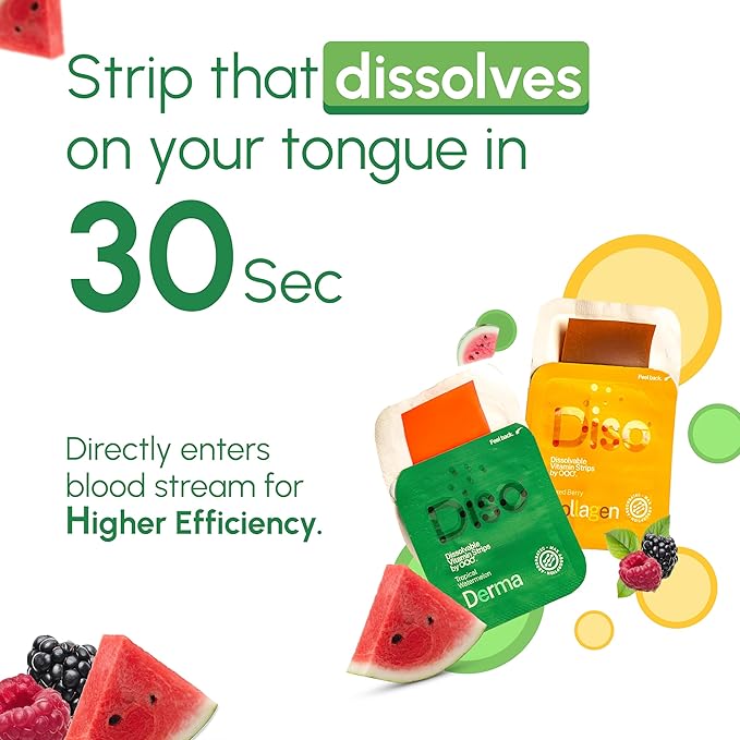 DISO Beauty Vitamins Bundle with Derma for Hair and Skin + Collagen Boost 30 Oral Dissolvable Strips Each