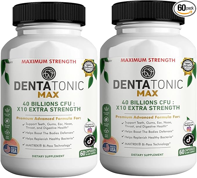 Denta Tonic Max Probiotic Supplement 40 Billion CFU 60 Capsules Supports Oral &amp Digestive Health (2)