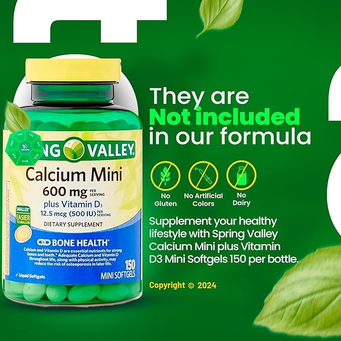 Calcium 600mg Plus Vitamin D3 150 Mini Softgels with Exclusive Vitamins &amp Minerals - A to Z - Better Ligth&ampSpring Guide