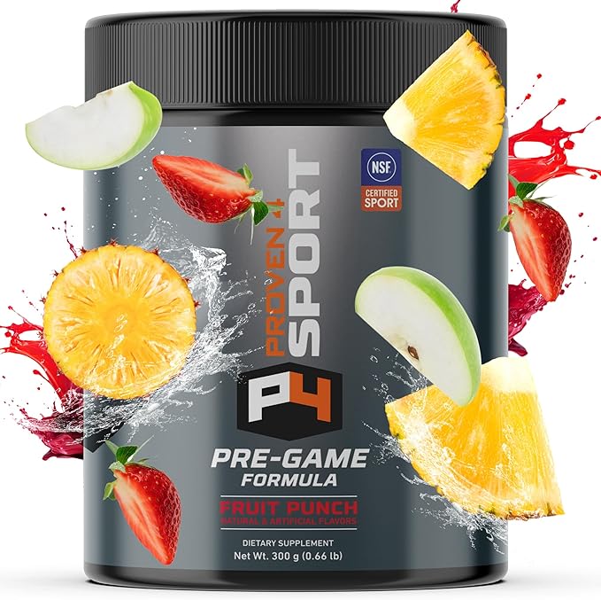 Proven4 Pre Workout Powder for Men and Women with Creatine - Beta Alanine - Caffeine NSF Certified preworkout Energy Supplement Fruit Punch 30 Servings