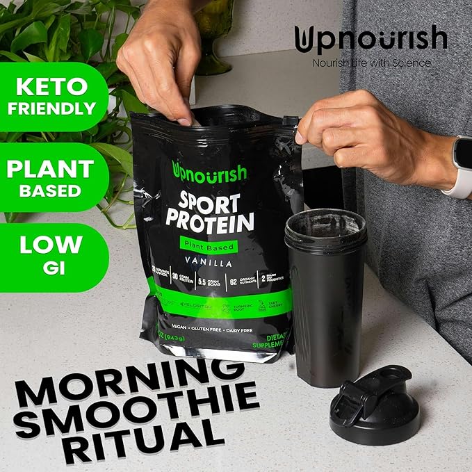 UpNourish Plant Based Sport Protein Powder Vanilla and Chocolate