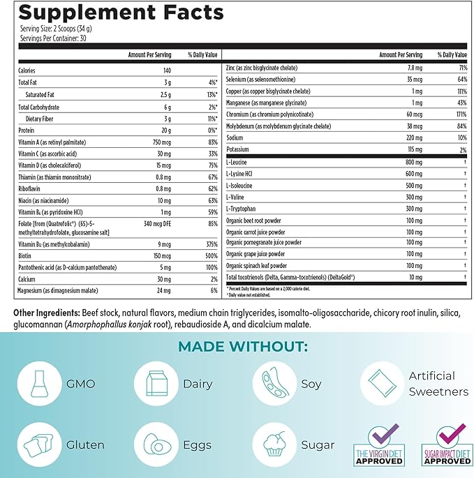 Reignite Wellness by JJ Virgin Vanilla Paleo-Inspired All-in-One Shake and Extra Fiber Powder Supplement
