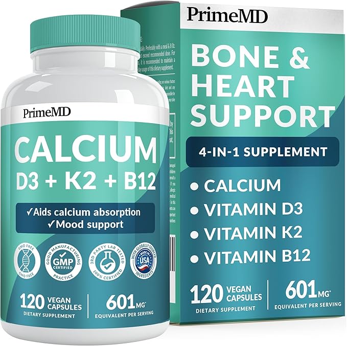 Calcium D3 K2 B12 (1pk) and Liver Support (1pk) Supplement Bundle - Potent Vitamins for Bone Heart Liver Function &amp Immune Support - Non-GMO Vegan Gluten-Free