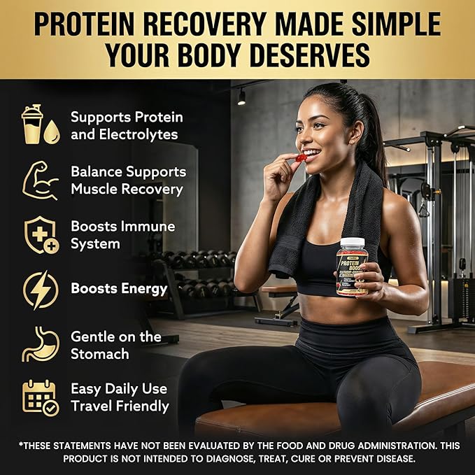 Whey Protein Gummies 9g Protein per Serving Easy to Take Snacks for Men &amp Women Recovery + Gummies for Protein Boost Muscle Energy Support Strawberry Flavor 180 Gummies