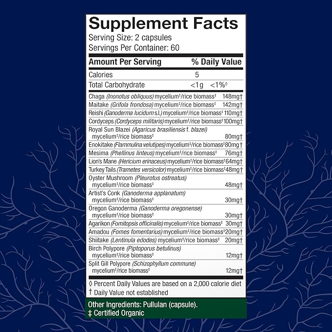 Host Defense MyCommunity Capsules - 17 Species Blend Mushroom Supplement for Immune Support - Herbal Aid with Lion's Mane Reishi. Chaga Cordyceps Turkey Tail &amp More - 120 Capsules