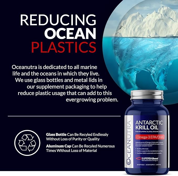 100% Pure Organic Krill Oil 1000mg 60-Day Omega 3 Supplement Highest Concentration 56% Phospholipids Wild Caught Sustainable Traceable Antarctic Omega 3 Astaxanthin Heart No Fish Oil