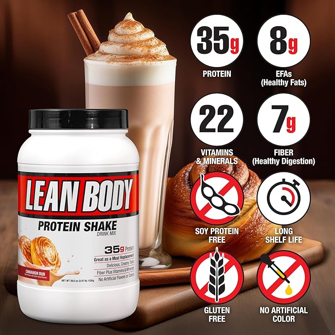 Labrada Nutrition Lean Body Hi-Protein Meal Replacement Shake Cinnamon Bun 2.47 Pound Packaging May Vary