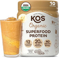 KOS Vegan Protein Powder Chocolate Peanut Butter - Low Carb Pea Protein Blend USDA Organic Superfood with Vitamins &amp Minerals - Keto Soy Dairy Free - Meal Replacement for Women &amp Men - 10