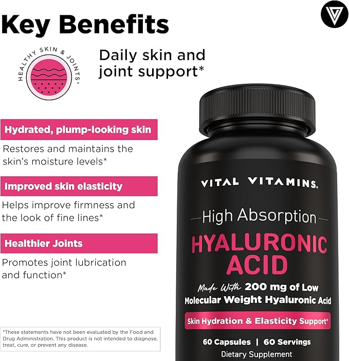 Vital Vitamins Biotin Complex 60 ct + Hyaluronic Acid Capsules 60 ct