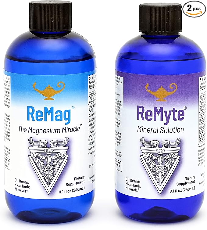 RnA ReSet ReMag &amp ReMyte – Liquid Magnesium and Multi-Mineral Supplement Bundle 8.1 Fl Oz Each (2-Pack) NSF Certified