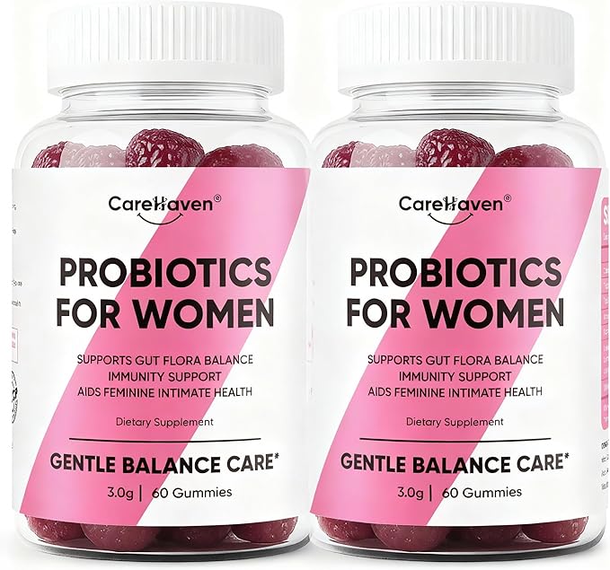 Probiotics for Women Gummies - Multiple Probiotics &amp Red Elm - Supports Gut Flora Feminine Health &amp Immune Function - 60 Active Daily Gummies (2PCS)