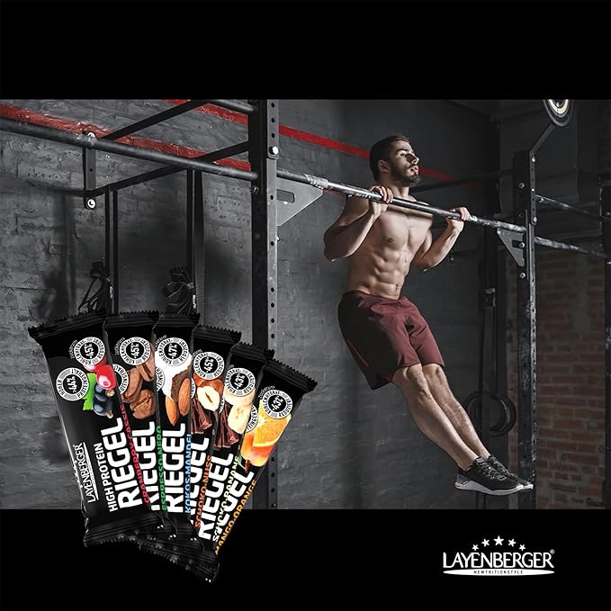 Layenberger High Protein Bar Fitness Power Bar Lots of Protein Low Sugar Pack of 18 (18 x 35 g) - Chocolate Banana