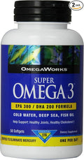Omegaworks Super Omega 3 Softgels 50-Count Bottles (Pack of 2)