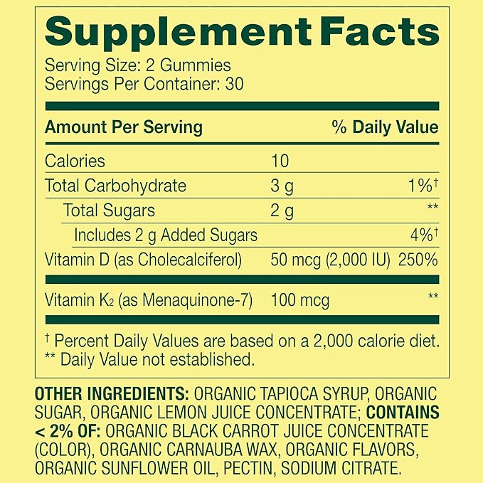 SUREFECT Spring Valley Vitamin K2 + D3 Gummies - 100mcg K2 &amp 2000IU D3 per Serving Bone &amp Immune Support Mixed Berry 60 Count Organizer