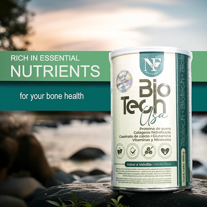 NATURAL FLASH Biotech USA - Whey Protein with Hydrolyzed Collagen Calcium Caseinate Glutamine Vitamins &amp Minerals | Supports Muscle Recovery and Joint Health | 21.2 oz (600 g)