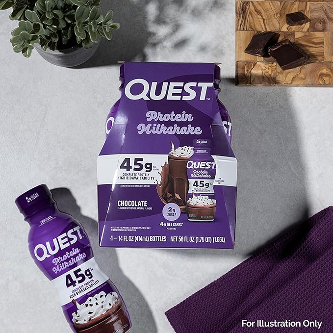 Quest Nutrition Protein Shake Vanilla Strawberry &amp Chocolate 45g Protein 2g Sugar Ready to Drink Gluten Free 12 Count (4 each Flavor)