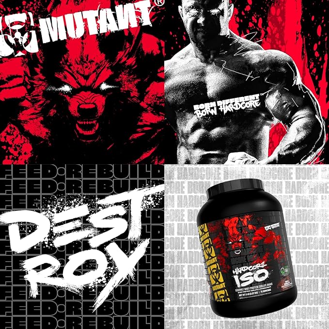Mutant Hardcore ISO Whey Protein Isolate Powder Acts Fast to Help Recover Build Muscle Bulk and Strength 5 lb - Cookies &amp Cream