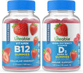 Lifeable Sugar Free Vitamin B12 + Vitamin D 5000 IU Gummies Bundle - Great Tasting Vitamin Supplement Gluten Free GMO Free Chewable Gummy