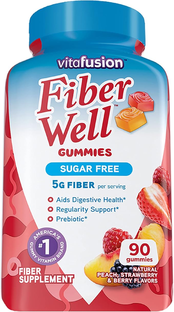 GoodSense 26.9oz Polyethylene Glycol 3350 Powder and Vitafusion 90ct Fiber Gummies Peach Strawberry BlackBerry Sugar Free