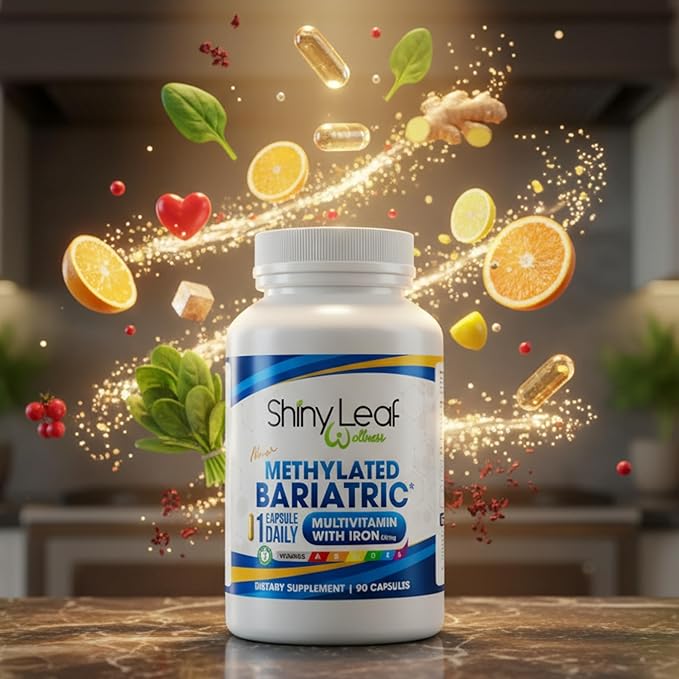 Shiny Leaf Methylated Bariatric Multivitamin with Iron 45mg – Once Daily Capsule Made in USA ASMBS Compliant Bariatric Vitamins for Gastric Bypass &amp Gastric Sleeve for Men &amp Women – (180 Co