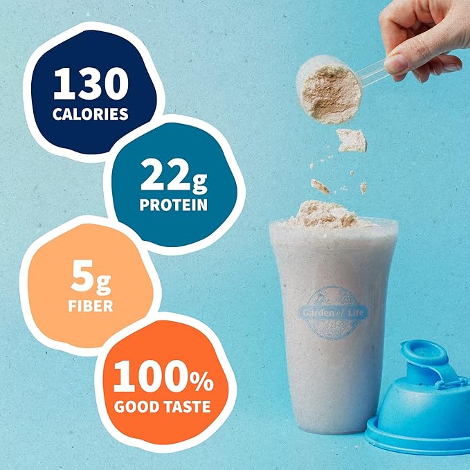 Garden of Life Organic Vegan Vanilla Protein Powder 22g with Zinc Supplements 30mg - Raw Food Created Nutrients for Immune Support Skin Health Muscle Recovery
