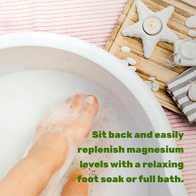 Pure Magnesium Flakes Bath Soaks 10lbs - Natural Epsom Salt Substitute | High-Absorption Magnesium Chloride Flakes | Hydrates Skin &amp Promotes Relaxation