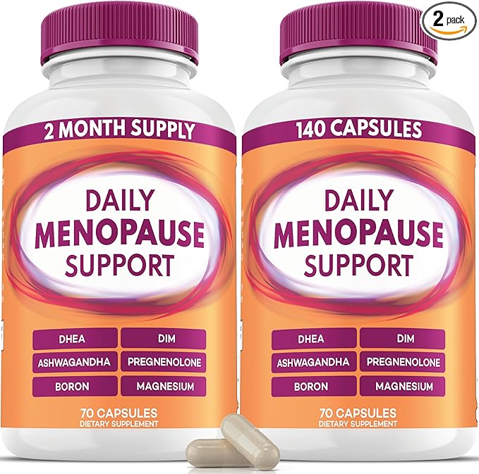 Menopause and Perimenopause Supplement for Women 10-1 Relief Formula for Hot Flashes Night Sweats Mood Energy &amp Hormone – DIM Ashwagandha Vitamin D DHEA Zinc Magnesium 2-Pack 140 Capsules