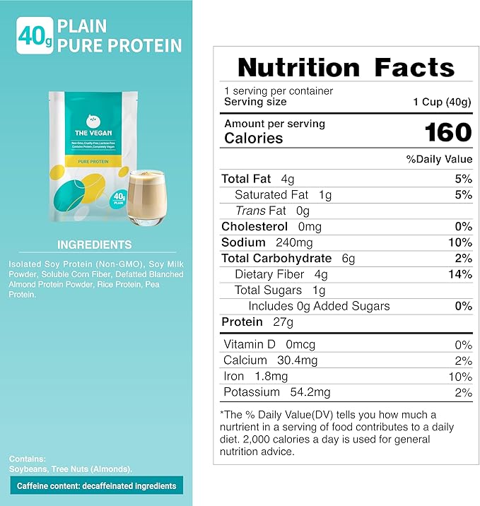 THE VEGAN Protein Combo 2.2lb Coffee Flavor Plus 1 Serving Unsweetened Plain