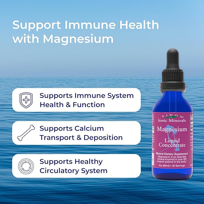 Eidon Liquid Magnesium Concentrate - Ionic Magnesium Chloride Drops for Men and Women Supports a Sense of Calm and Muscle Relaxation Bioavailable No Additives or Preservatives - 18 oz