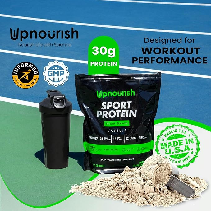 UpNourish Plant Based Sport Protein Powder Vanilla and Chocolate