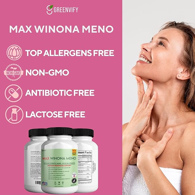 Winona Max Premium Menopause Support 40 Billion CFU Probiotic 90 Capsules Hormone Balance and Hot Flash Relief (2)