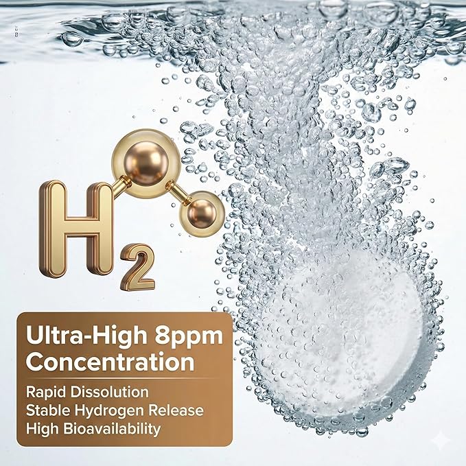 Hydrogen Water Tablets Molecular Hydrogen Supplement for Cognitive Function &amp Energy Create Water with Refreshing Hydration (120 Tablets)