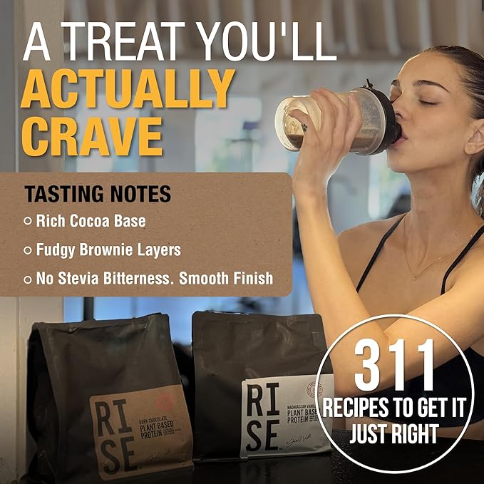 Plant-Based Protein Powder for Men and Women – 30g Complete Plant Protein and 3g Leucine Zero Bloat Gourmet Cocoa Smooth Texture Dark Chocolate 15 Servings - Scoop Not Included