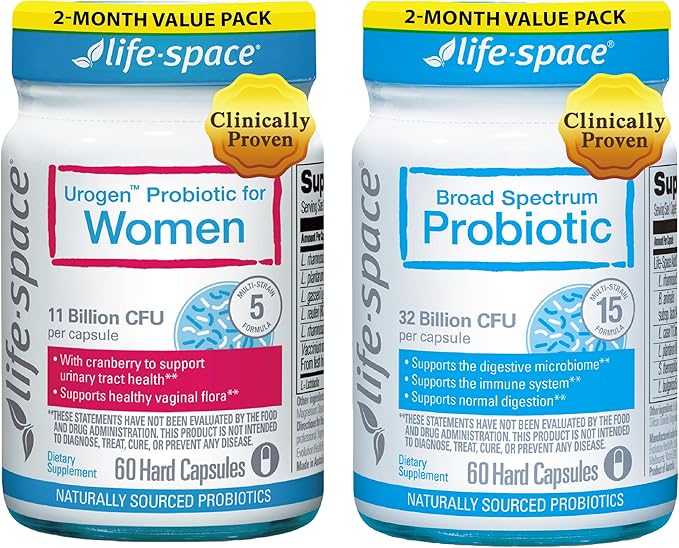 Women's Intimate Balance &amp Digestive Support Probiotic Bundle: Urogen+Broad Spectrum Urogen Probiotic for PH Balance Urinary Tract Digestive &amp Immune Health Broad Spectrum Formulated for D