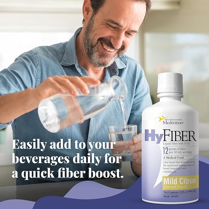 Medtrition HyFiber Daily Liquid Fiber for Regularity and Soft Stools 12 Grams Soluble Fiber 32 fl oz 4 Pack