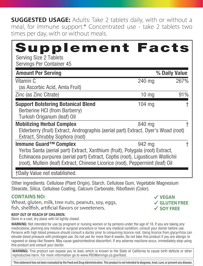 Rainbow Light Counter Attack Immune Support Booster Supplement for Adults | 90 Tablets | with Vitamin C Zinc Immune Guard &amp More