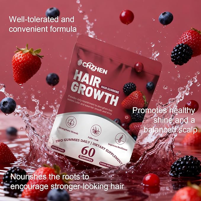 MAYLOR Hair Growth Gummies with Biotin and Collagen - Berry Flavor Daily Nutritional Supplement - Non-GMO 60 Gummies (1)
