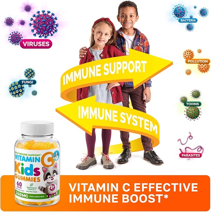 DR. MORITZ Vitamin C Gummies for Kids &amp Adults 240 mg - Immune Support Low-Sugar Chewable Vitamins for Toddlers - Vegetarian Gelatin-Free Children's Dietary Supplement (Citrus Flavor) (120 Count)