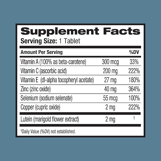 Ocuvite Eye Vitamin &amp Mineral Supplement Lutein &amp Antioxidant Vitamins A C E Zinc for Eye Health Vitamins for Eyes 120 Tablets (Pack of 2)