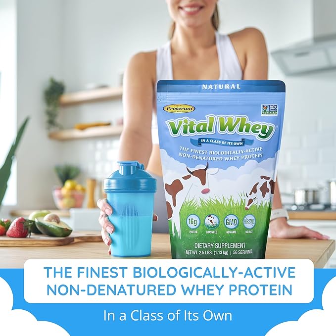 Grass-Fed Whey Protein Powder for Immune Vitality Natural Flavor 600g (30 Servings) 15g Protein Per Serve Vital Whey Clean Holistic Wellness Nutrition