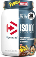 Dymatize x Cocoa Pebbles ISO100 Whey Protein Powder Isolate 25g of Protein 20 Servings 5.5g BCAAs 120 Cal. Gluten Free 1g Fat 1g Sugar 2g Carb
