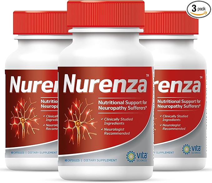 Vita Sciences Nurenza Neuropathy Relief Supplement for Nerve Health and Fast Repair. Natural R-ALA Form 40x Strength w/Vitamins Antioxidants and Revitalizing Feet Hands Legs and Toes.