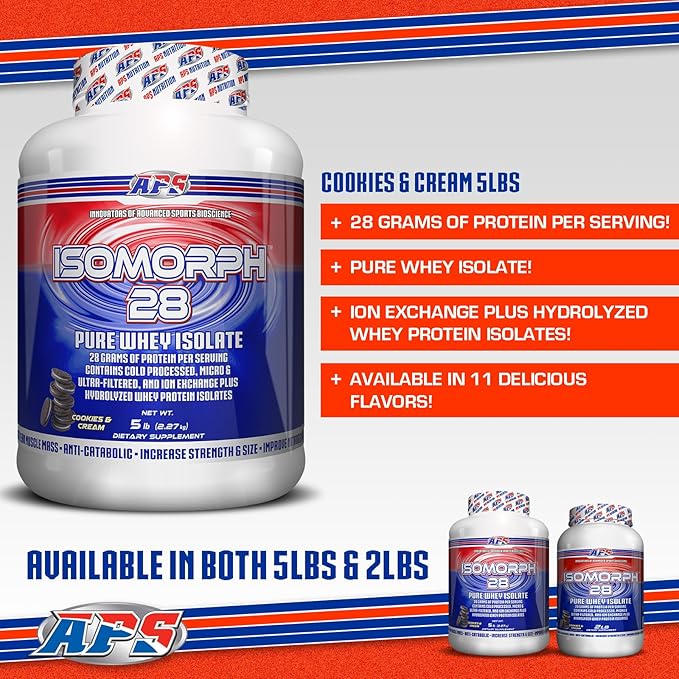 APS Nutrition Isomorph 28 Protein Powder | Pure Whey Isolate | Cold Pressed Ultra- Filtered &amp Ion Exchange Isolates | 28g Protein | 5 Pound (Cookies &amp Cream)