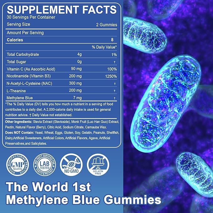 Plant Based Calcium Gummies 600mg + Methylene Blue Gummies for Humans