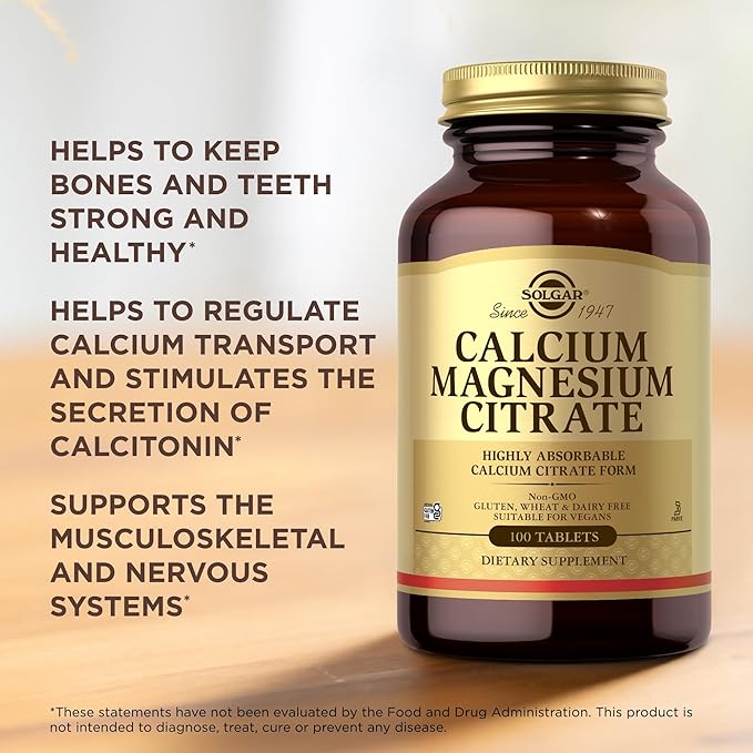 Solgar Calcium Magnesium Citrate - 100 Tablets Pack of 3 - Non-GMO Vegan Gluten Free Kosher - 60 Total Servings