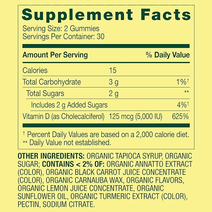 SUREFECT Spring Valley Vitamin D3 125mcg (5000 IU) - 60 Vegetarian Gummies - for Bone &amp Immune Support - Organic Gluten-Free Organizer